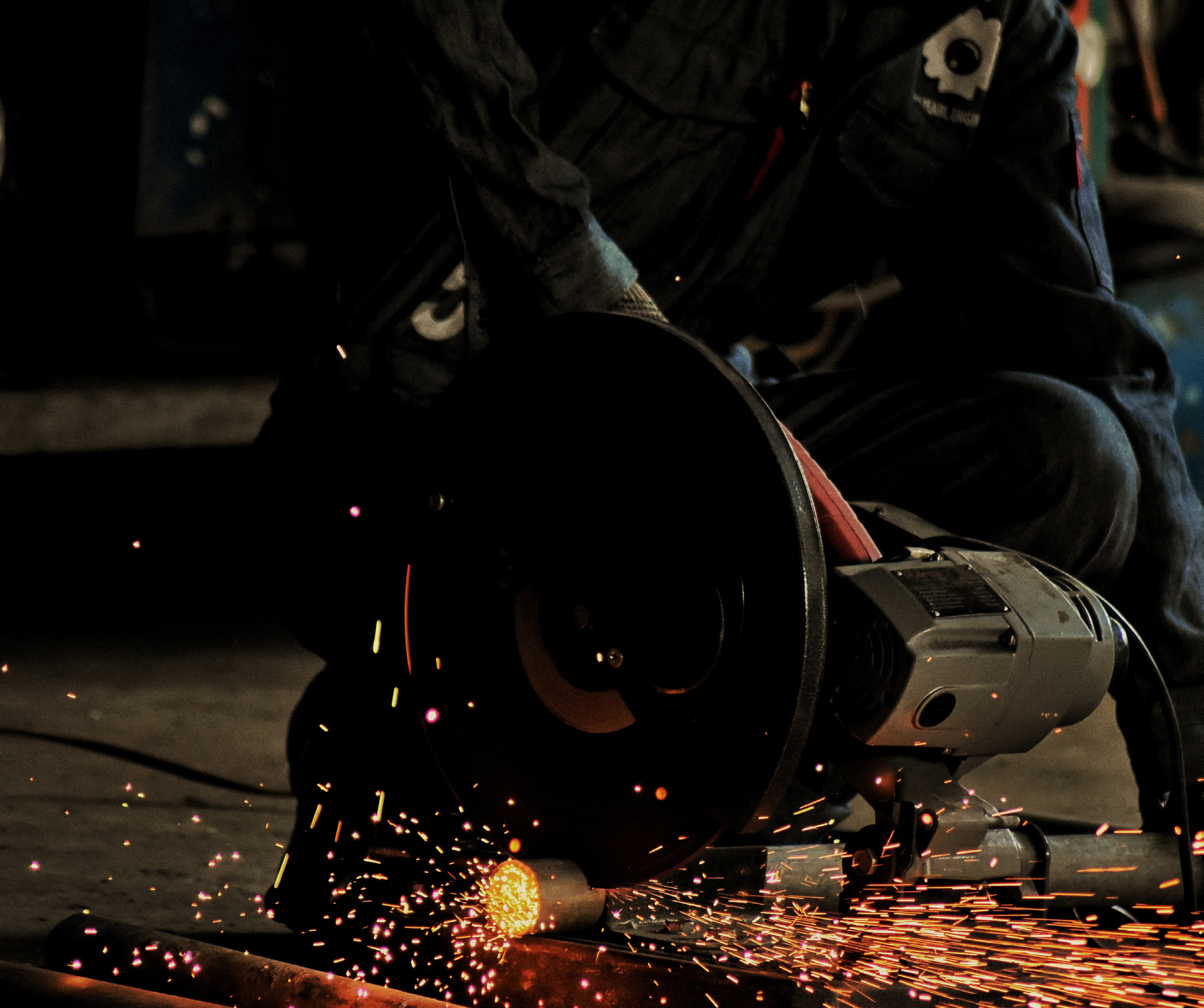 Metal cutting with sparks, from the BPE company profile